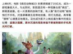 《疯狂动物城2》遭0.01元盗版围剿 盗摄乱象触目惊心[热点]